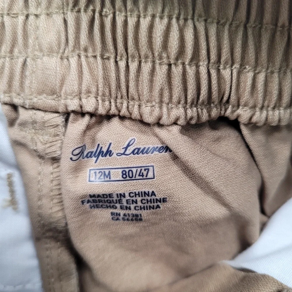 Ralph Lauren Kids Khaki Chino Pants Navy Blue D-Ring Belt 12M 320711051001